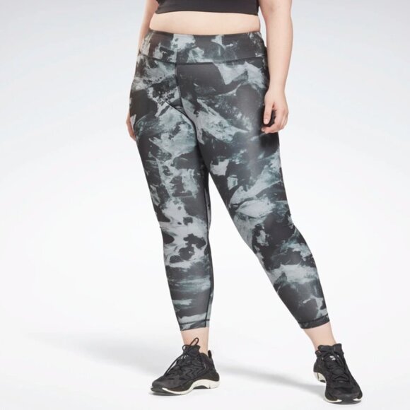 Reebok GR9315 Women's Plus Size MYT Printed Leggings - 2X - Picture 1 of 6
